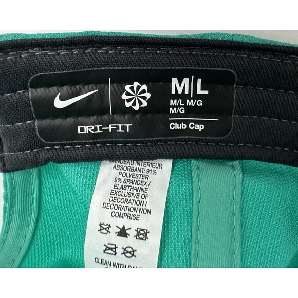Nike‎ Hat Unisex Adjustable Dri FIT Club Cap Structured Swoosh Jade Green White - Picture 9 of 11